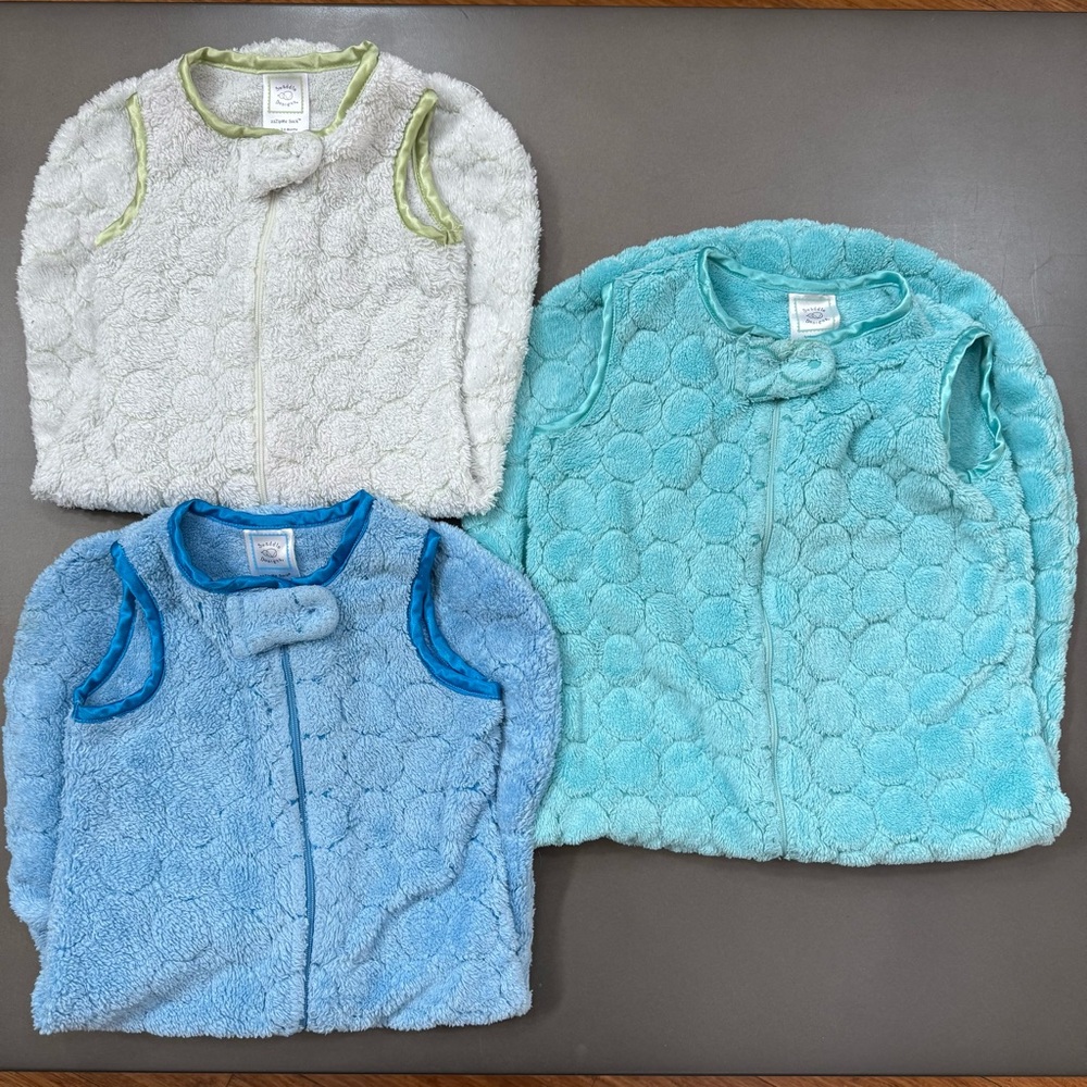 3/$10 🛒🛍️ Set of Three (3) Swaddle Designs zzZipMe Sack Fleece Sleep Sacks